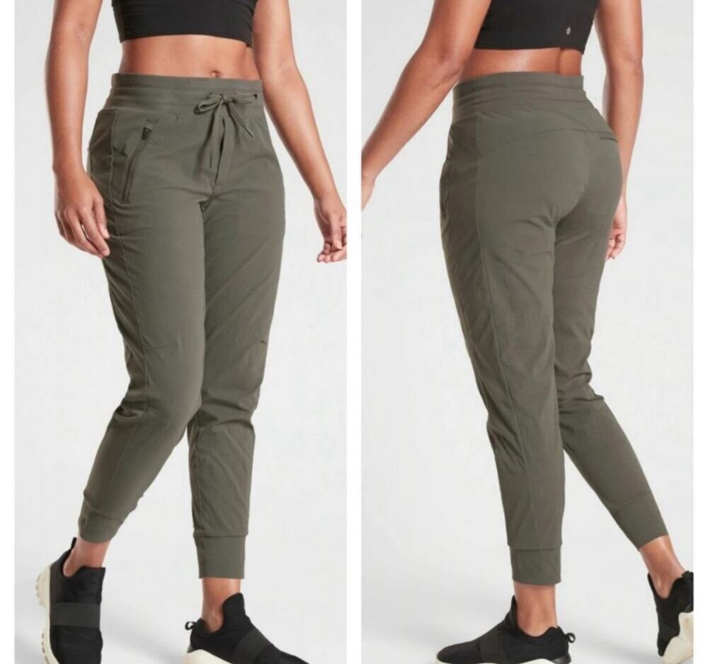 Athleta Trekkie North Jogger Womens Size 8 in Olive Green Hiking Travel 405726